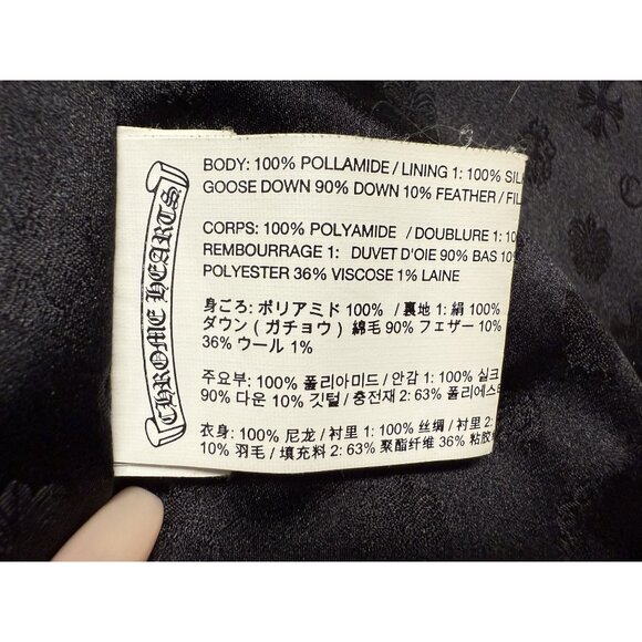 Chrome Hearts Womens Black Goose Down Puffer Jacket With Zip & Button Front Size - Picture 6 of 16
